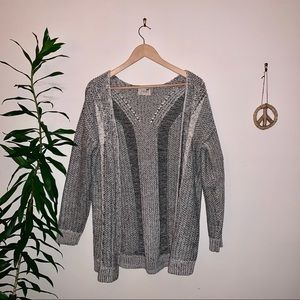 Black + White Knit Cardigan